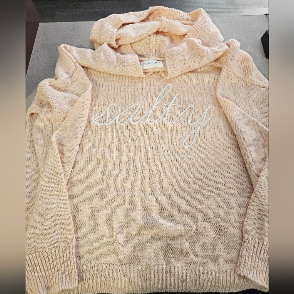 Mia & Tess Hoodie Salty Sweater Peach Color Size Small